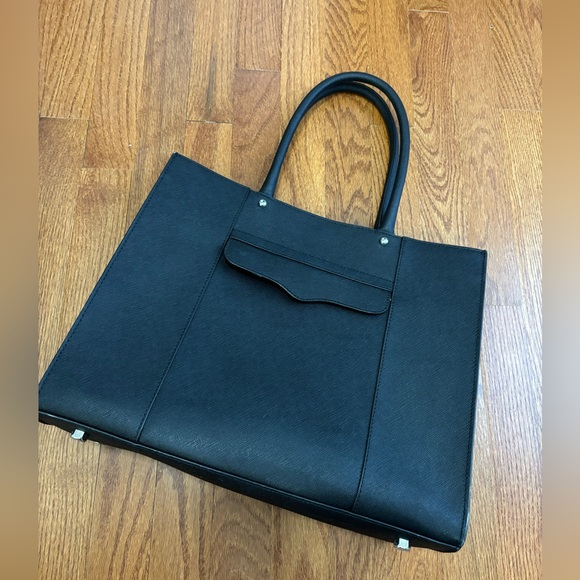 REBECCA MINKOFF Black Leather Shoulder Tote - Picture 4 of 8